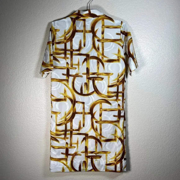 Vintage  Abstract Painting White Mini Shirt Dress‎ 12 - Picture 7 of 7